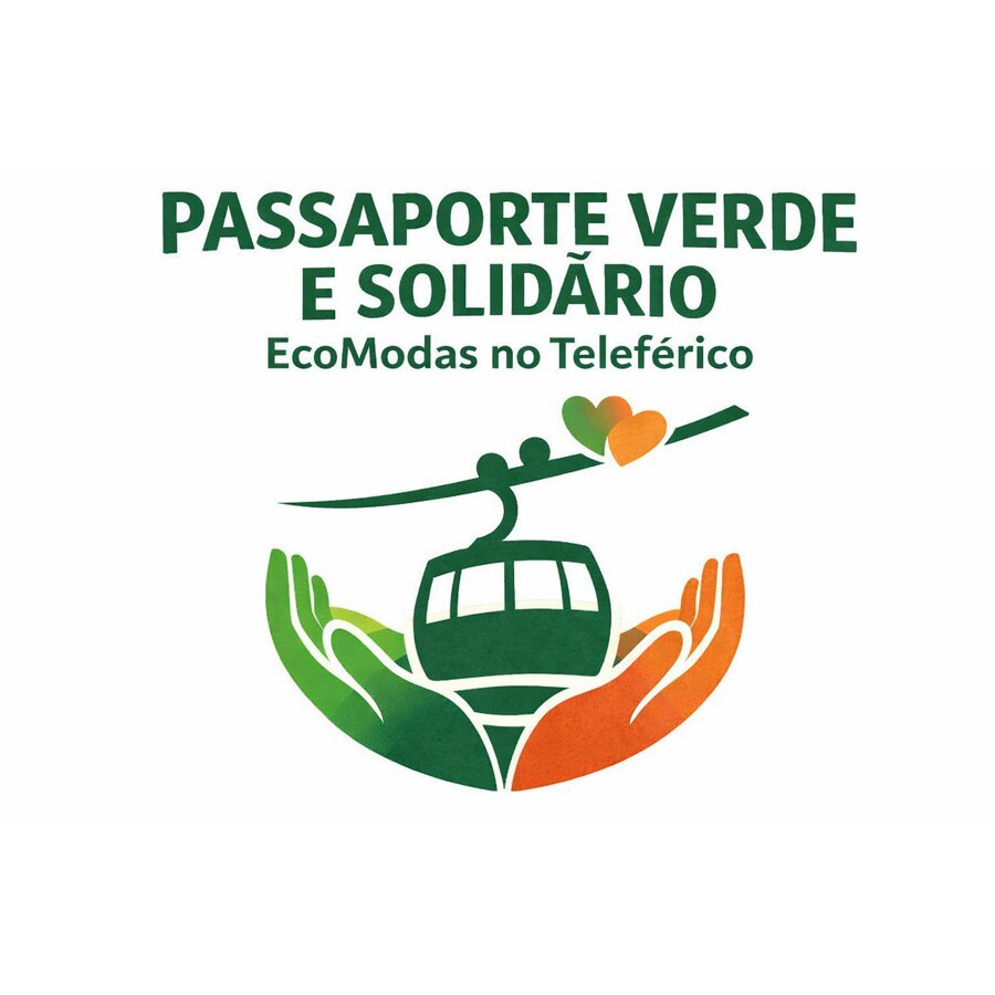 Logo oficial da campanha Passaporte Verde e Solidário — EcoModas no Teleférico